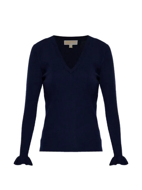 Michael Michael Kors ruffled V-neck sweater Blue MS661GB4VR