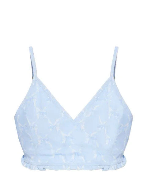 LoveShackFancy Erza ruffled bow top Blue K21042988