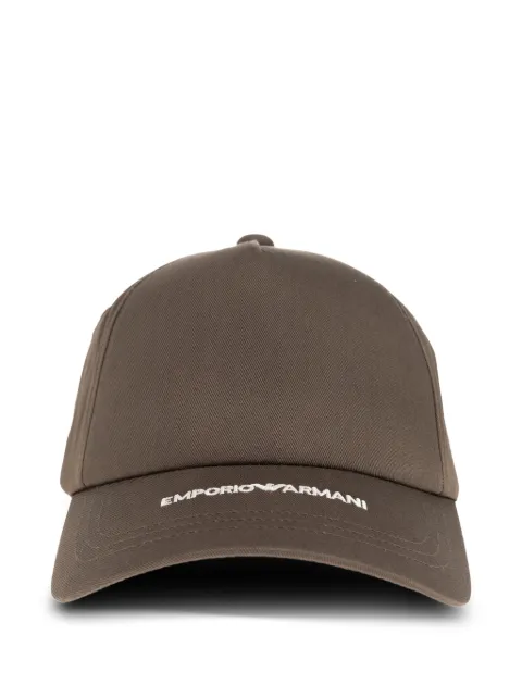 Emporio Armani embroidered cotton cap hat Brown EM004846AF23344