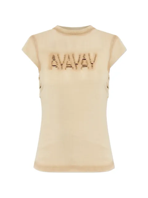 AVAVAV logo cut-out T-shirt Neutrals S26N0952