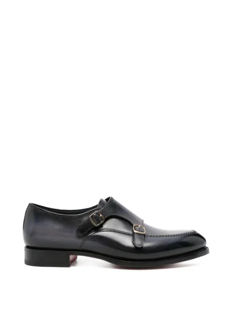 Santoni buckle-strap leather monk shoes Blue MCCG19016PC7HFUL