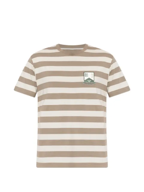 Emporio Armani striped logo-patch T-shirt Neutrals EM004504AF23154