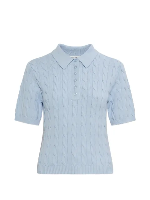 Gestuz cable-knit polo top Blue 10911086