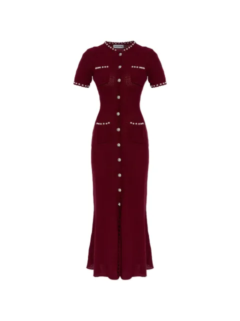 Self-Portrait button embellished midi dress Red SS26048MABU