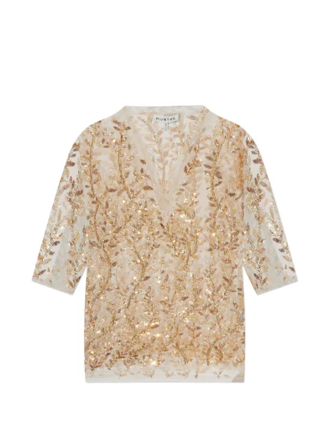 MUNTHE Babur leaf-detail top Neutrals 261100826123