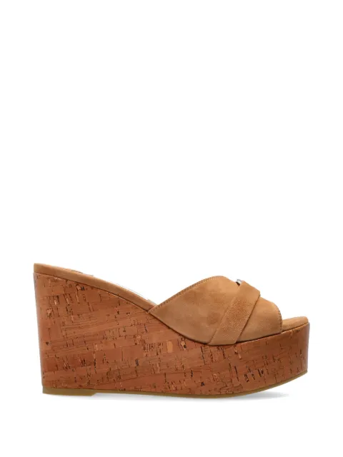 Jimmy Choo Leda criss-cross buckle wedge mules Neutrals LEDAWEDGE100FKB