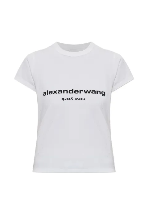 Alexander Wang crystal logo cotton baby tee Grey 1CC2261292