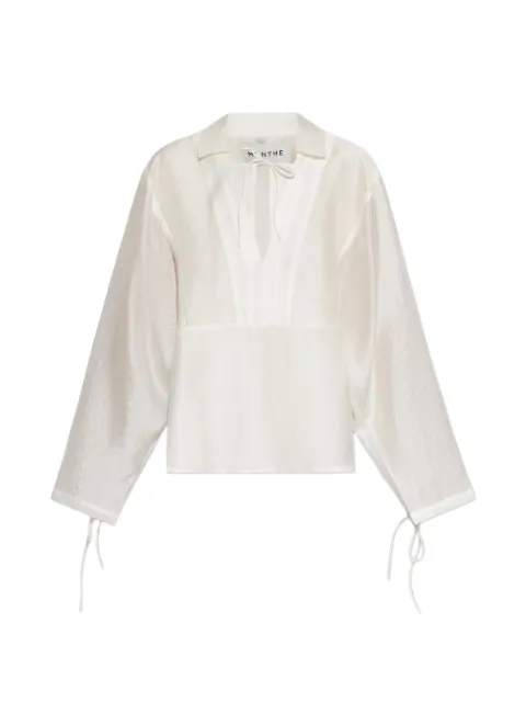 MUNTHE Babette tie-fastening semi-sheer blouse Neutrals 261102226130