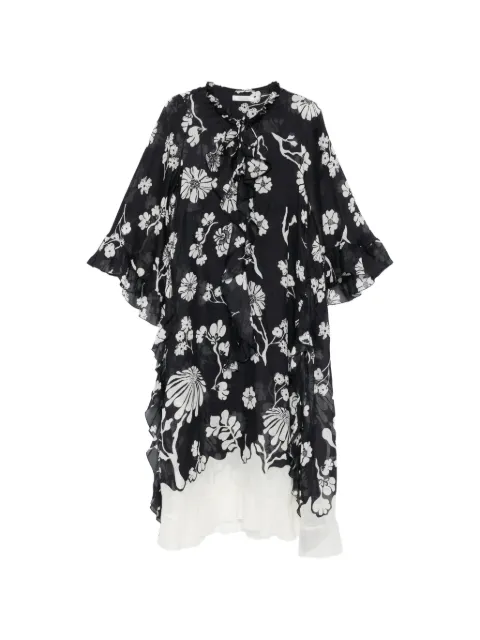 Dorothee Schumacher Floral Daydream ruffled midi dress Blue 443804