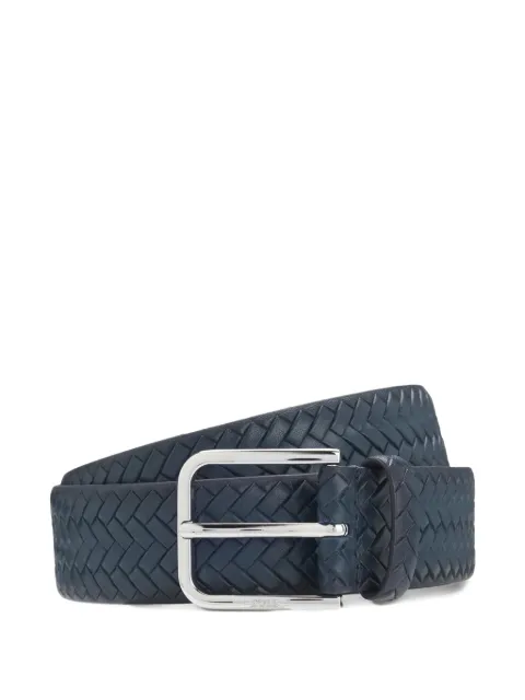BOSS Madison pin-buckle belt in woven leather Blue 50560430