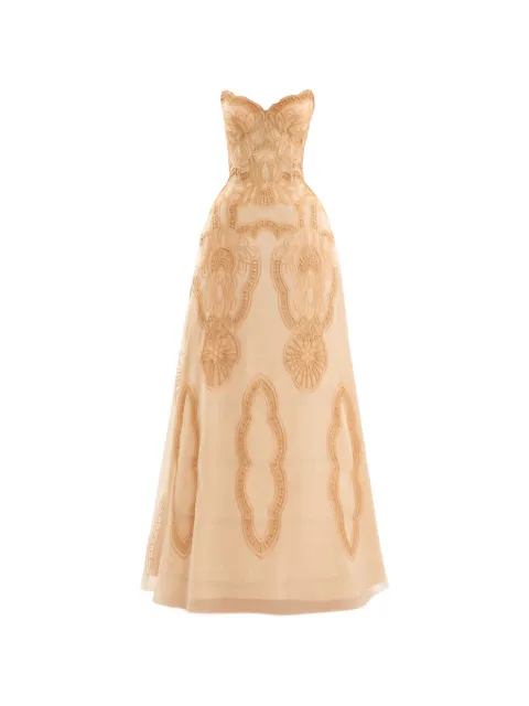 Gemy Maalouf strapless embroidered maxi dress Neutrals GMSS267810LD