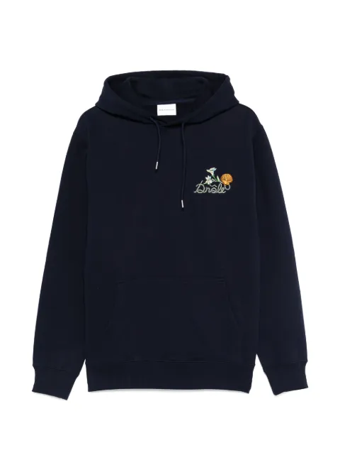 Drôle De Monsieur Shell embroidered hoodie Blue KHO202CO127