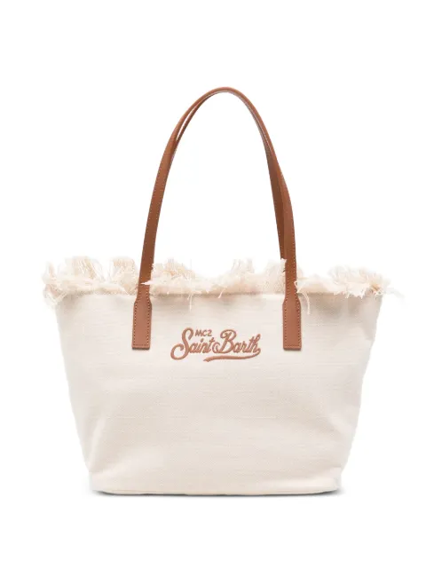 MC2 Saint Barth City fringed-trim medium tote bag Neutrals CBMF001