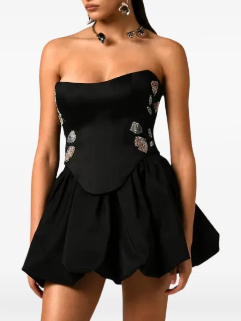 Nafsika Skourti Selma crystal-embellished corset Black RS26TOPS01SELMA