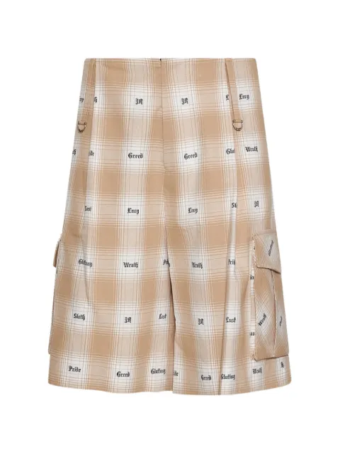 John Richmond check cargo shorts Neutrals RMP26173BE