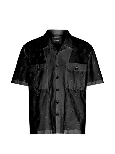 John Richmond monogram-pattern short-sleeve shirt Black RMP26236CA