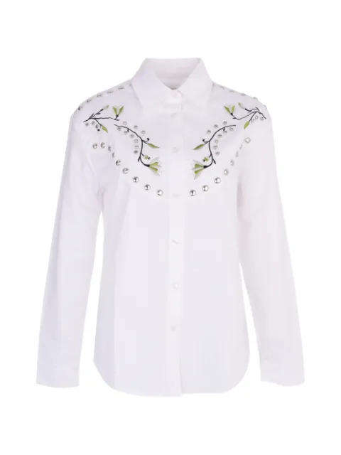 Nafsika Skourti Grammy floral-embroidered studded shirt White RS26000000