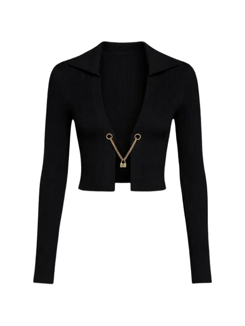 John Richmond ribbed-knit chain-link cardigan Black RWP26257CD