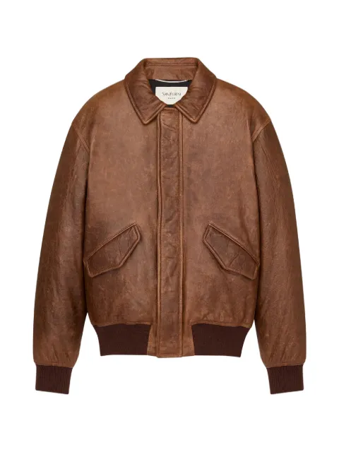 Saint Laurent leather bomber jacket Brown 798521YCSX2