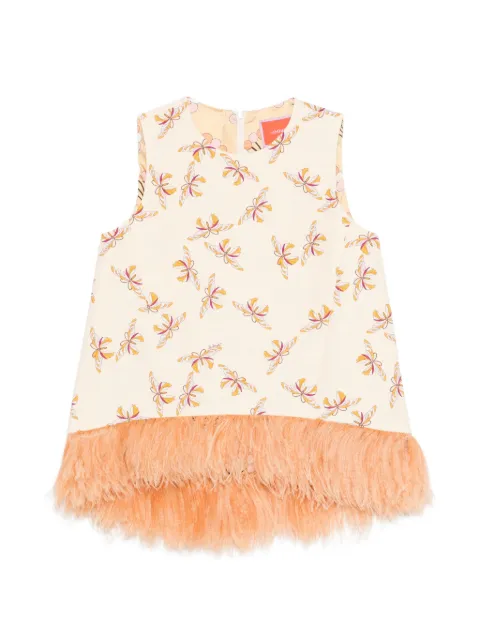 La DoubleJ La Scala floral-print fringed top Neutrals TOP0013COT005FAR08WH09