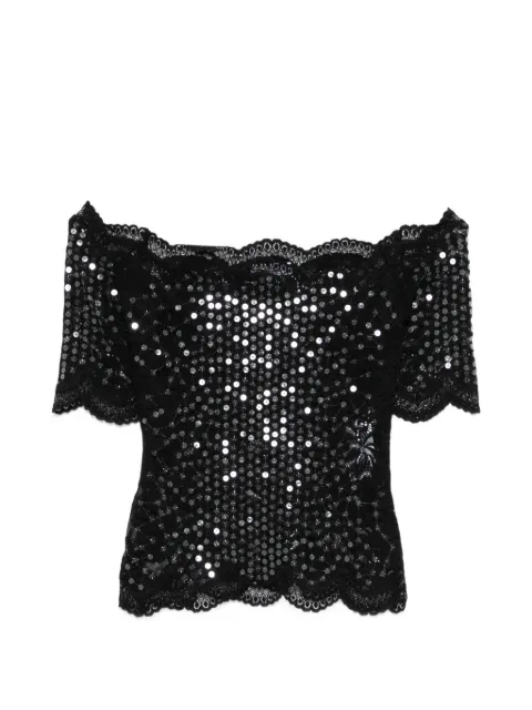 Rabanne sequin lace top Black 26PJTO027PA0170