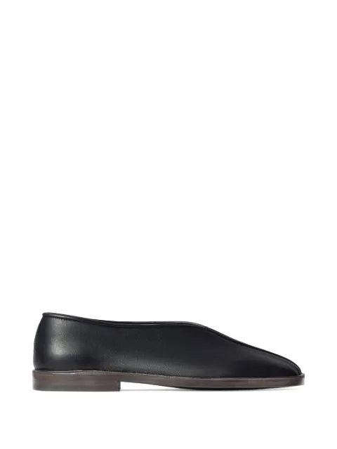 LEMAIRE flat piped slippers in leather Black FO0291LL0023