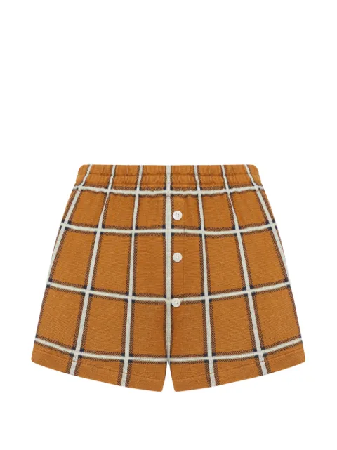 Guest In Residence Picnic plaid knitted shorts Brown W29822JF