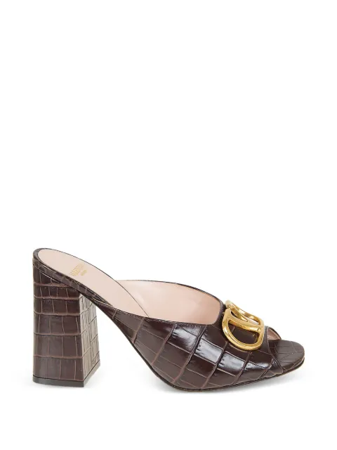 Valentino Garavani VLogo Signature slide sandals in printed calfskin 95mm Brown WS0NW6LUR