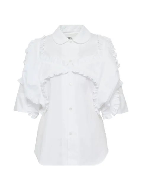 Noir Kei Ninomiya ruffled cotton shirt White 3QB006