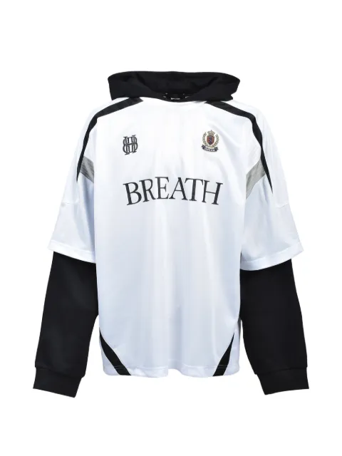 BREATH layered logo hoodie White BR26SSC5004