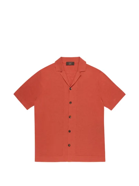 slowear Zanone buttoned-up short-sleeve cotton shirt Orange 810177Z1353
