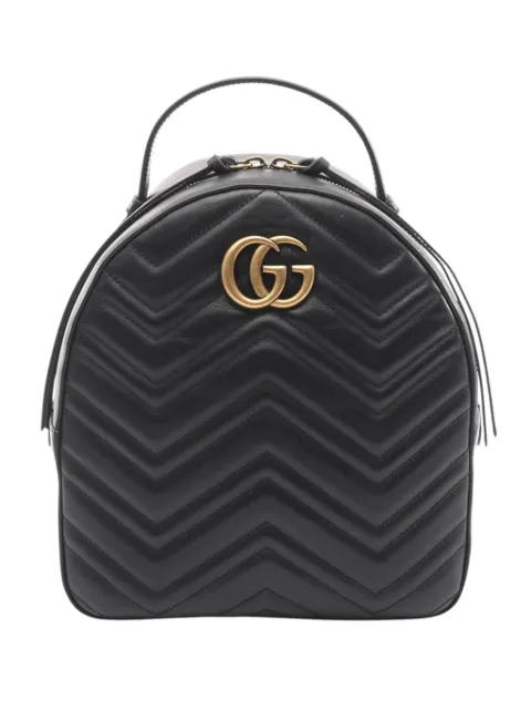 Gucci Pre-Owned 2016-2026 Small GG Marmont Matelasse Leather backpack Black HQAFKX0FBCBHPB6E