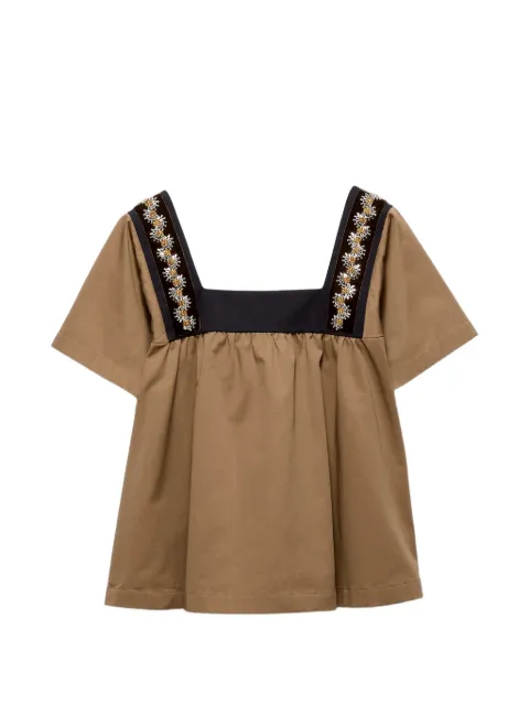 Prada embroidered old gabardine top Neutrals P981NRSOOO19Q7