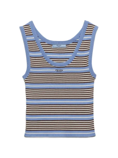 Prada cotton knit tank top Blue P29C06SOOO19IM