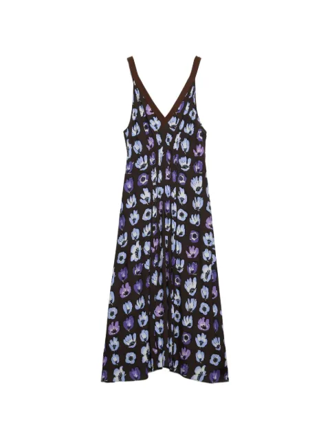 Prada floral print marocain dress Brown P3R38SOOO19D9