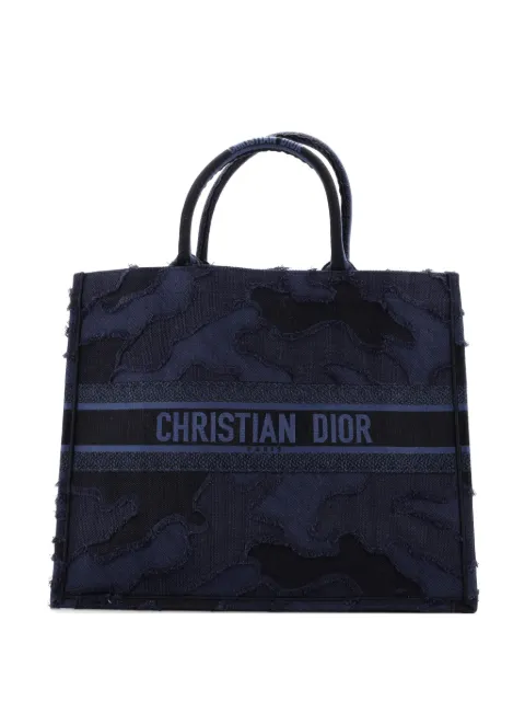 Christian Dior Pre-Owned Book Camouflage Embroidered Canvas Large tote bag Blue AQL5K8J8ALMZKMQ5