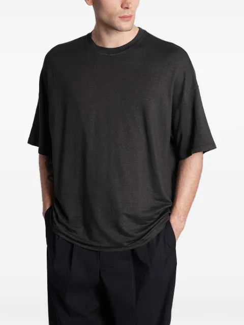 Roberto Collina short-sleeve crewneck linen T-shirt Black 261MYA70221