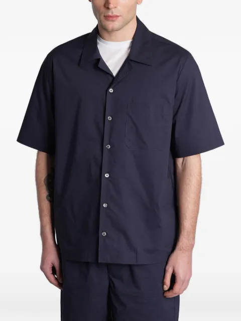 Roberto Collina short-sleeve chest-pocket cotton shirt Blue 261MYA60025