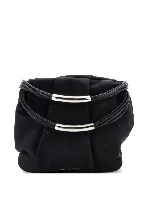 Saint Laurent Pre-Owned Pochon Top Handle Bag Satin Mini satchel Black IGLXUEMXWRYS37MJ