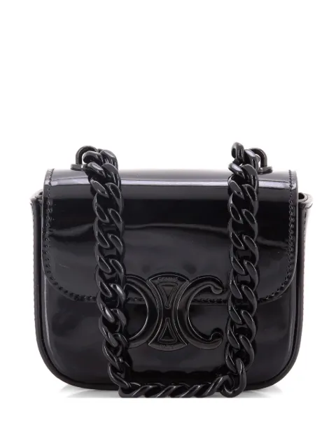 Celine Pre-Owned Claude Chain Patent Mini shoulder bag Black M4482YLSCFSLTGLH