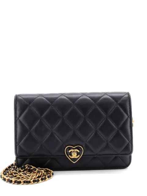 CHANEL Pre-Owned Coco Love CC Heart Wallet on Chain Quilted Lambskin crossbody bag Black BSRRRVJKOJDBTXYV