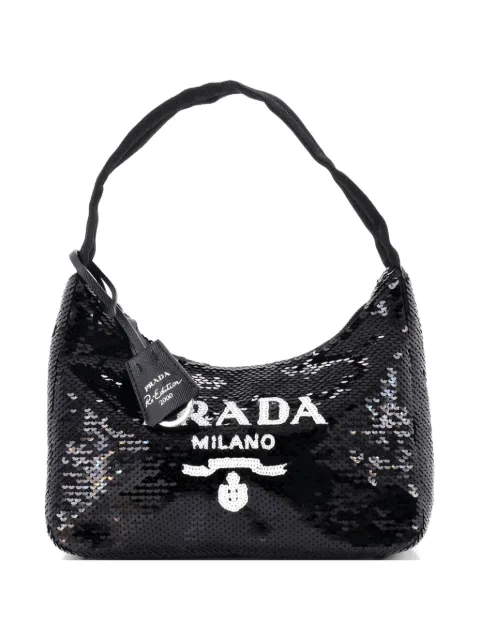 Prada Pre-Owned Re-Edition 2000 Sequins Mini hobo bag Black SA9YZ62B89Y0W0F0