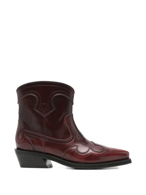 GANNI topstitched boots Purple B1010053