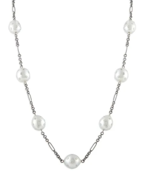 LB Exclusive diamond pearl necklace Silver MF12020626