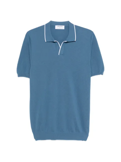 Gran Sasso white-trim polo-collar T-shirt Blue 5715720642520