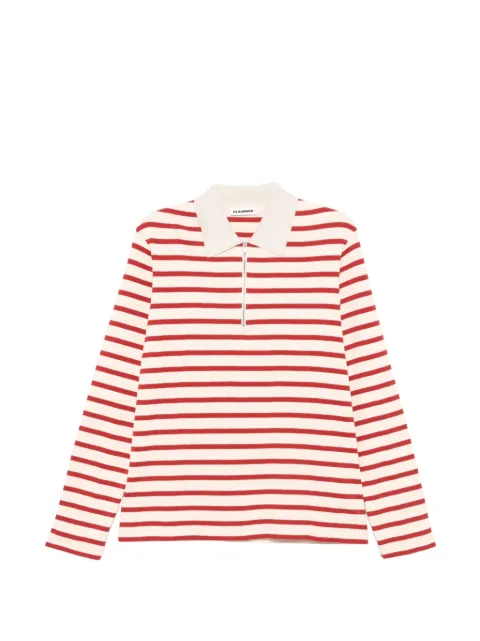 Jil Sander striped zip polo shirt Red J47GL0106J46497