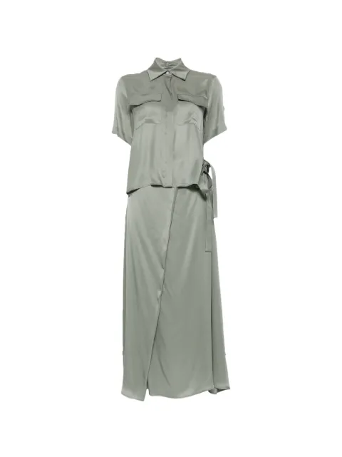 Lorena Antoniazzi flap-pocket wrap dress Green P2653AB16A3612