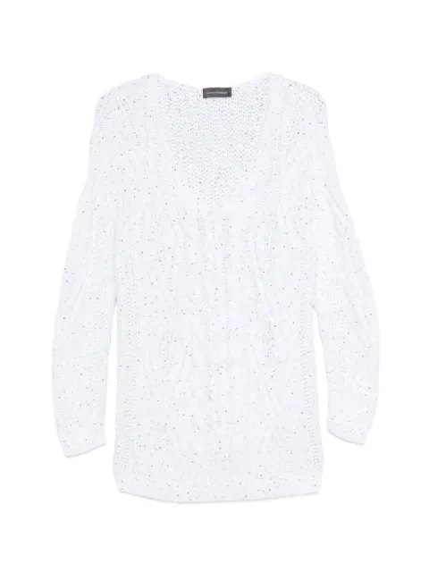Lorena Antoniazzi cable-knit embellished sweater White P26140VM65A2905