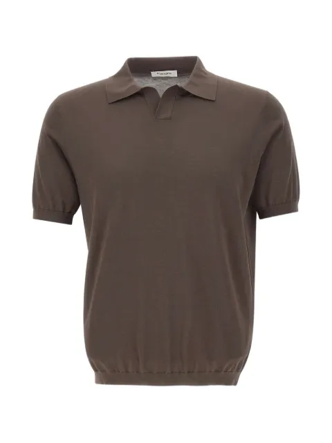 Kangra ribbed short-sleeve polo-collar T-shirt Brown 300423