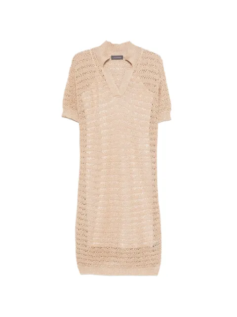 Lorena Antoniazzi V-neck open-knit dress Neutrals P26139AM56A2844P26139174
